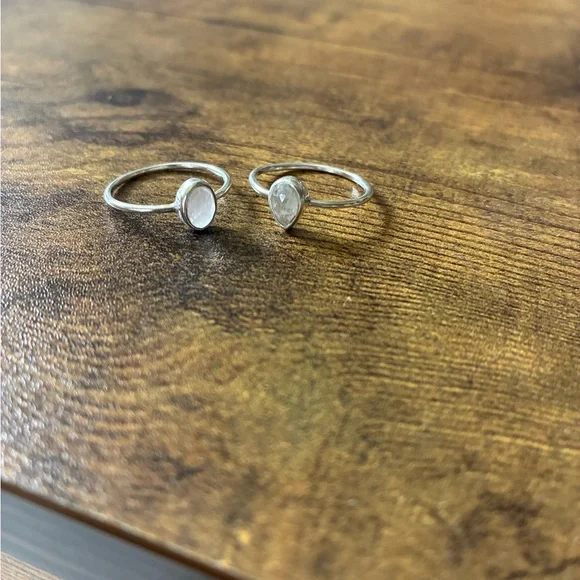 Pura Vida Moonstone and Rose Quartz Sterling Silver Rings - Picture 4 of 5